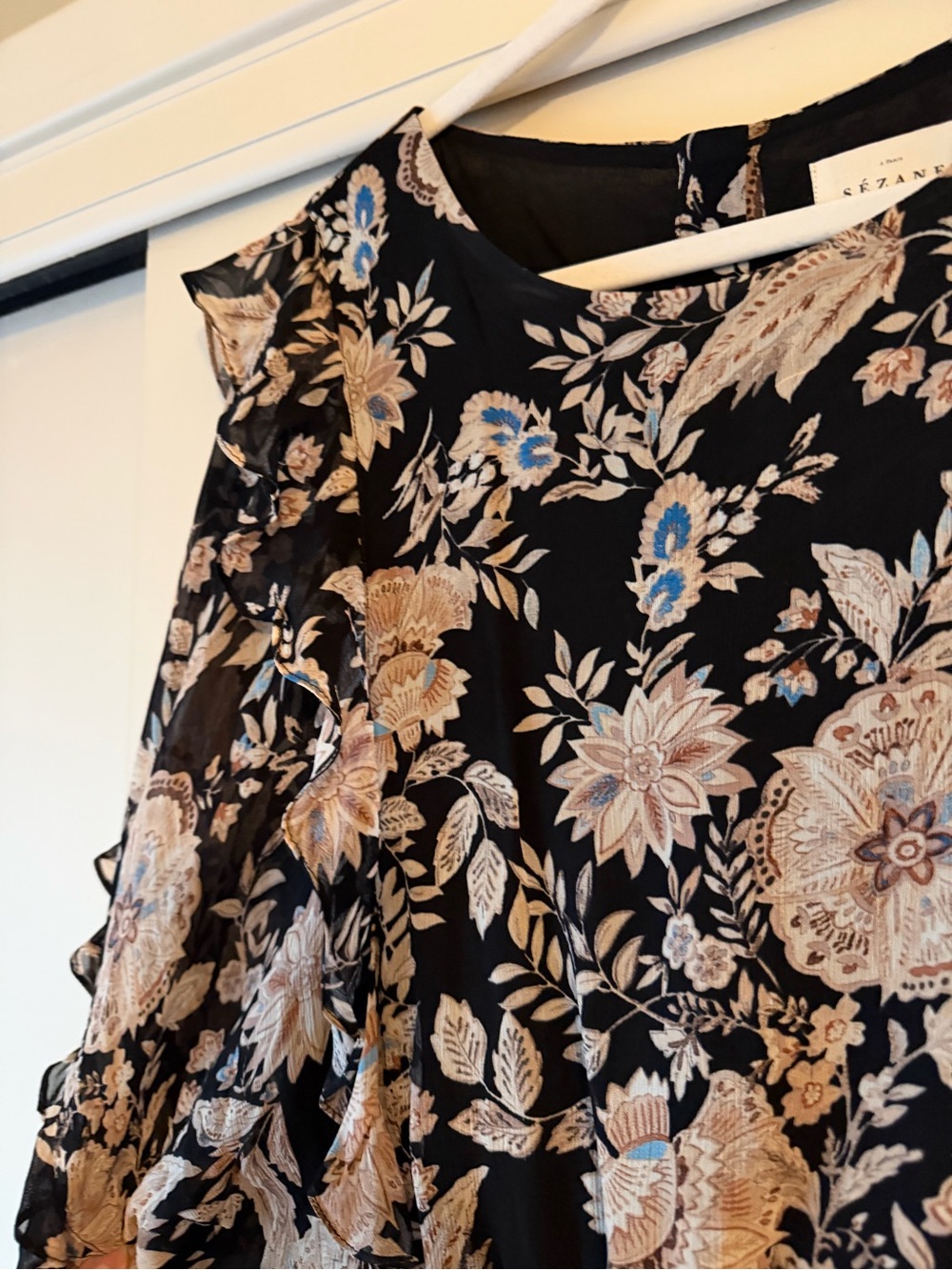 Sezane Black Floral Print Dress - Picture 4 of 7